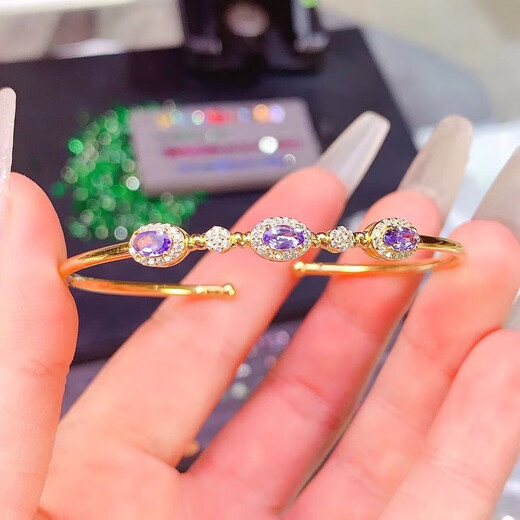 OEMG925 silver gold-plated natural tanzanite bracelet with flashing fire main stone 3*5mm 925 silver precision inlay