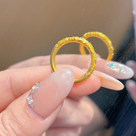 Hengchengxiang HOECENXAR24K golden Bauhinia flower ring for women new 999 carved plain ring temperament niche 5G gold ring ancient Bauhinia flower ring US size 10