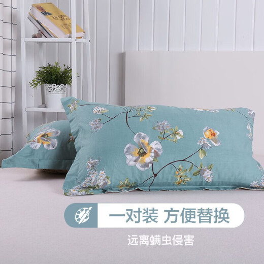 Aiwei pillowcase pillowcase pair of pure cotton household cotton single pillowcase pillowcase Qingxin Garden 48*74cm