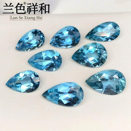 Blue and peaceful 12 super Santa Maria aquamarine loose stone ring facet drop-shaped 18k gold men and women ring pendant earrings 2.24 carats 7#