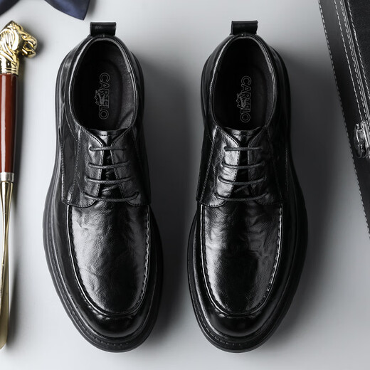 Cartelo British Herren formelle Lederschuhe atmungsaktive klassische Geschäftsluhe Hand Grip Muster Low Top Lederschuhe Männer 9903 Schwarz 42