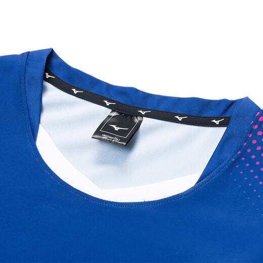 MIZUNO Quick Dry Men's and Women's Sports T-shirts Professional Brand Simple Round Neck Short Sleeve Badminton Clothing Sports Set Blue and Black V2CG43Z728 2XL