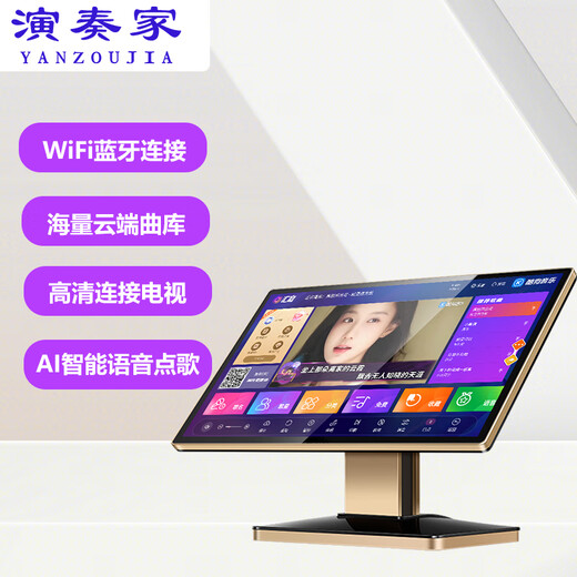 Performer's karaoke machine home all-in-one machine 2025 new touch screen karaoke station smart KTV million song library WiFi network home theater karaoke equipment HD jukebox 24-inch new smart karaoke machine 60 million cloud music library aluminum alloy desktop model 1T hard drive can store 20,000 songs