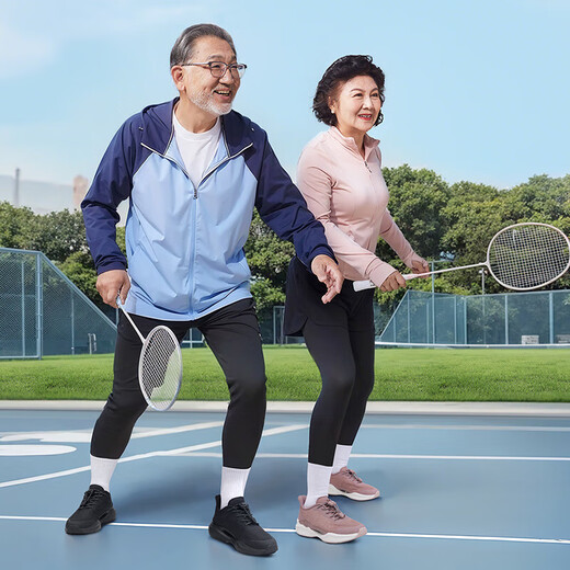 足力健老人鞋中老年春夏季休闲运动鞋助力健步鞋25110003J送爸爸 黑色-男款 40