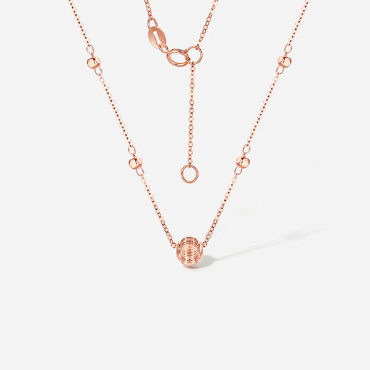 Saturday Blessing Red 18K Gold Necklace for Women Gold Bead Pendant Rose Gold Fashion Accessories for Girls T 40+5cm Tail Chain