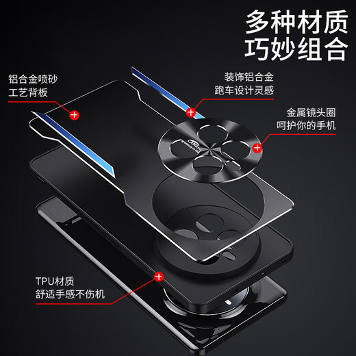 RoxviLL 适用真我GT5Pro手机壳金属背板RMX3888全包防摔磨砂男女款软边拼色保护后壳 【黑金色丨拼色设计】 Realme真我GT5Pro