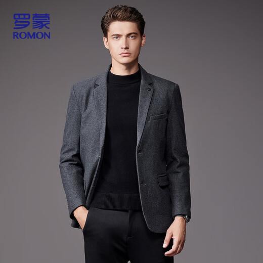 罗蒙（ROMON）羊毛呢西服男士秋冬商务休闲职业正装西装礼服爸爸外套XF78灰色2X