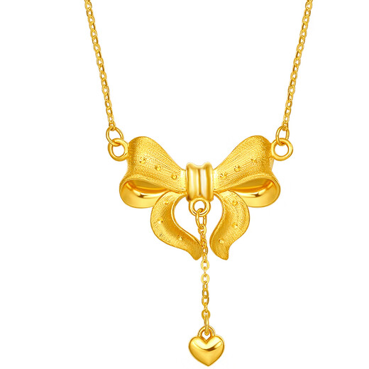 Saturday Fortune Gold Necklace Women's Bow Pure Gold Pendant Birthday Gift Price A0612627 Approximately 5.11g40+5cm