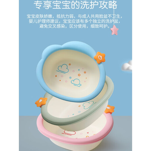 Chuangjingyi selects 3-pack of children's butt-wash basins. Newborn baby washbasins. Newborn children's supplies for washing buttocks. PP household baby (Yunduo) 2-packs - Sakura powder + Matcha green.