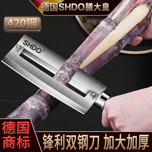 Shandahuang (SHDO) Deutsches Zuckerrohr-Schälmesser, Edelstahl-Zuckerrohrmesser, Ananasmesser, Spezialmesser zum Schälen von Zuckerrohr, Obstmesser, Schaber und Schäler, deutsches Edelstahl-Zuckerrohr-Schälmesser, 1 Stück