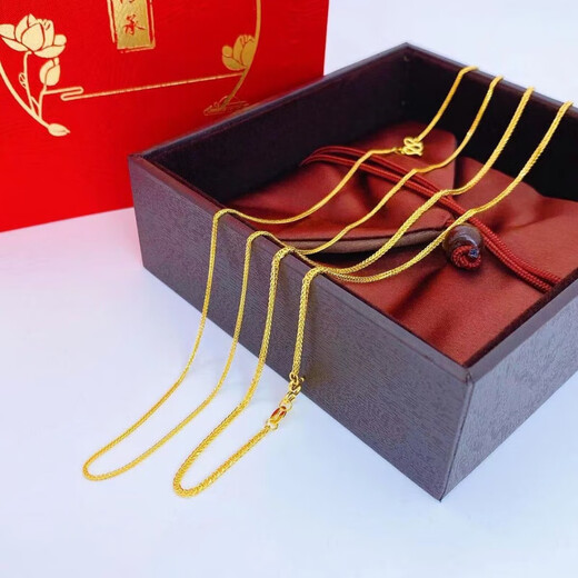 KZD Old Phoenix Gold Store model 999 gold-plated silver water wave necklace women's silver personalized ball chain clavicle chain gold-plated silver will not fall off ball chain 45 cm about 5 grams