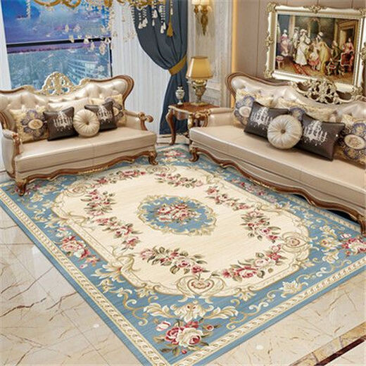 Xinlin European style living room carpet coffee table blanket sofa home bedroom full room floor mat modern simple machine washable customization style-K blue 200*300CM