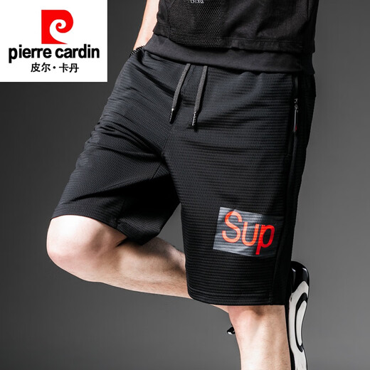 Pierre cardin summer shorts men's loose casual sports running speed dry ice silk half-leg shorts wearing beach five-point pants 9905 black M (85-110Jin[Jin equals 0.5 kg])