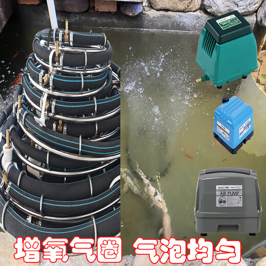 ISTA鱼池增氧气盘自沉式爆氧气条增氧纳米气圈气泡条室外鱼池打氧充氧 9720泵+双圈25气圈+5米管（5立方内鱼池用）