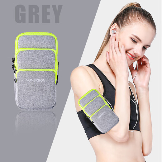 Running equipment, sports mobile phone arm bag for men and women, thin and light mobile phone bag, morning running arm bag, outdoor fitness wrist bag, midnight black three-pack wrist and arm dual-use model 6.9 inches