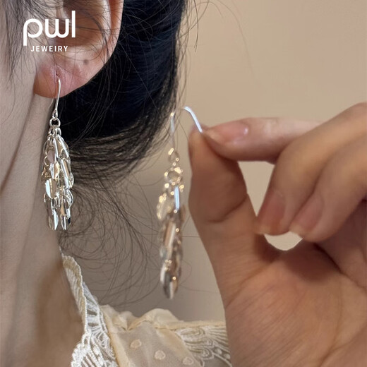 PWL925 Silver Needle Cold Wind Tassel Earrings Women's Long Earrings Light Luxury High-Quality Temperament Sparkling Earrings Women's Wheat Earrings 925 Silver Needles