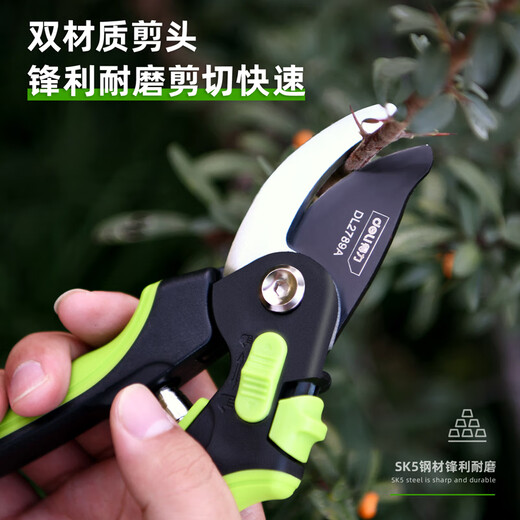 Deli labor-saving fruit branch shears, gardening pruners, branch pruners, household pliers, pruning shears, opening adjustable 8 inches