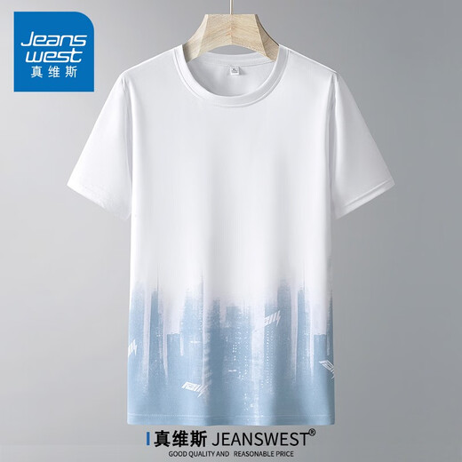 真维斯（JEANSWEST）真维斯冰感男t恤夏季新款男士速干短袖宽松排汗凉爽运动休闲半袖 jszz829灰色 均码 m