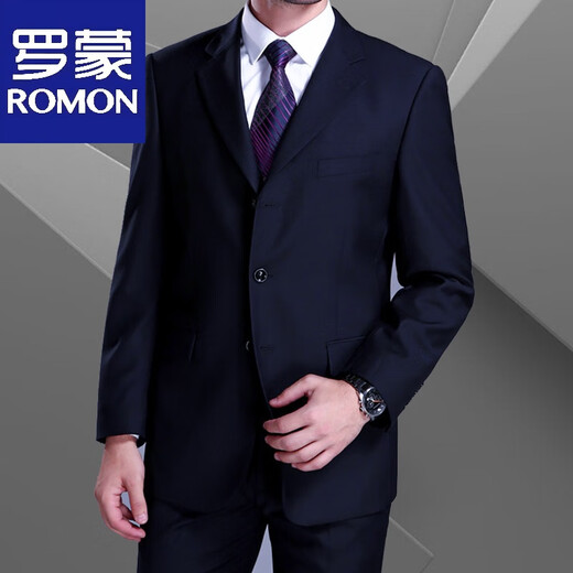 Luo Meng suit men's suit middle-aged and elderly three-button top single-piece casual business middle-aged suit dad's small suit black 3-button single-piece top S 160 (99Jin Jin is equal to 0.5 kg for inner wear)