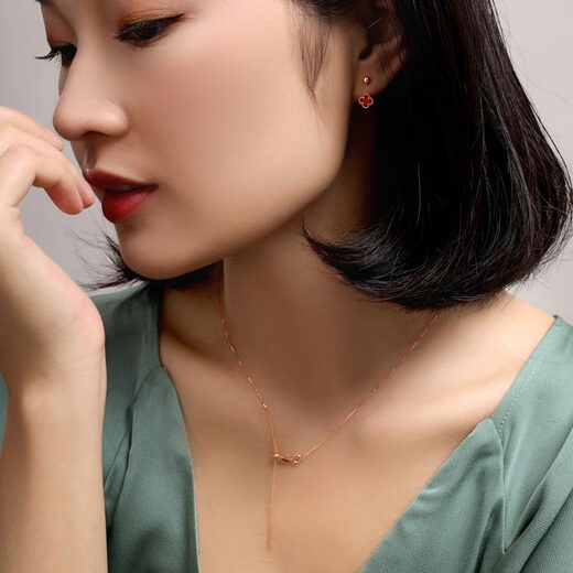 Meluxe 18k gold necklace for women, Chopard chain, k gold clavicle chain, adjustable chain, birthday gift for wife, yellow 18K gold, about 1.5g 0.1g/45cm