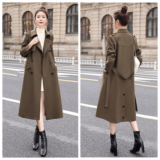 Sibaishe Temperament Windbreaker 2025 Autumn New Women's British Style Simple Slim Medium Long Jacket