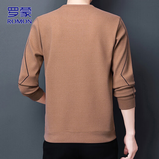 ROMON sweatshirt men's 2025 autumn and winter long-sleeved T-shirt men's round neck top men's bottoming shirt camel XL