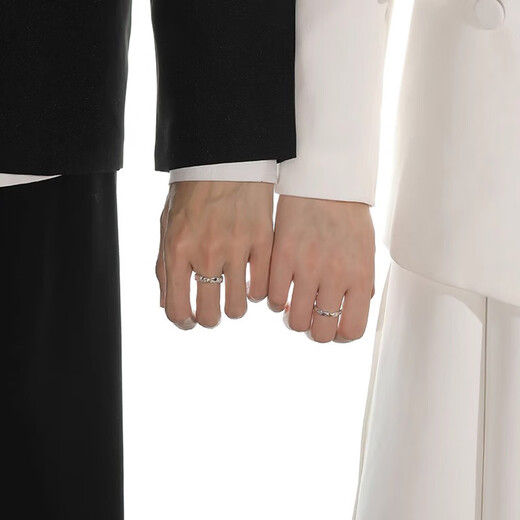 AIF Chao Mu 999 Pure Silver Couple Ring Female and Male Couple Ring Zhong Jiujiu Valentine's Day Birthday Gift for Girlfriend Chao Mu Pairing Ring + Brand Gift Box/Shipping from Qicang