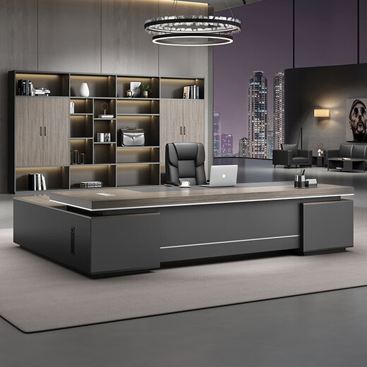 Boss Litang's office desk and chair combination with double cabinets, simple and modern president's table, manager's table, supervisor's table, luxurious and elegant executive desk, 2.4-meter boss's table (including luxury double-sided cabinets)