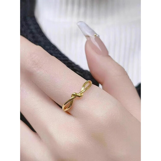 Shengbei au999 pure gold kink gold-plated silver ring plain ring ring for men and women couples ring pure gold gift for girlfriend, kink ring, about 1 gram