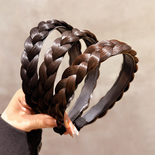 Aitanfang Covers White Hair Fishbone Braid Wig Headband 2025 Women's Twist Braid Headwear High Skull Top Shows Hair Volume Pressed Hair Headband Light Brown Twist Braid