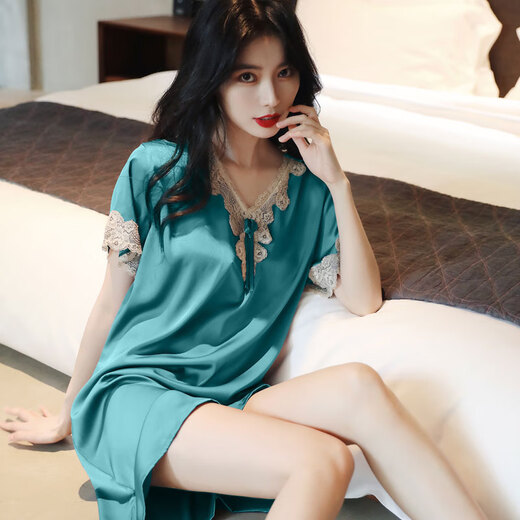 Adore Autumn and Summer Women's Sexy Pajamas Underwear Nightgown Lace Thin Home Clothes Shirt Skirt Boyfriend Style 2171 Skirt - Rouge Red One Size