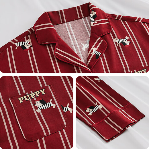 Han Ziduo newlywed wedding zodiac year big red couple pajamas for women spring and autumn pure cotton bride and groom festive men's home clothes C4061 female C4062 male female XL