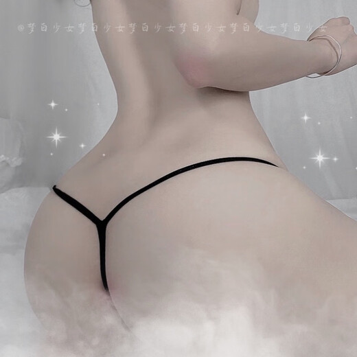 Abnormally stuffed thong, extremely tempting, sexy and hot, one-threaded thong, female V-shaped, hot, open crotch, black, one size fits all