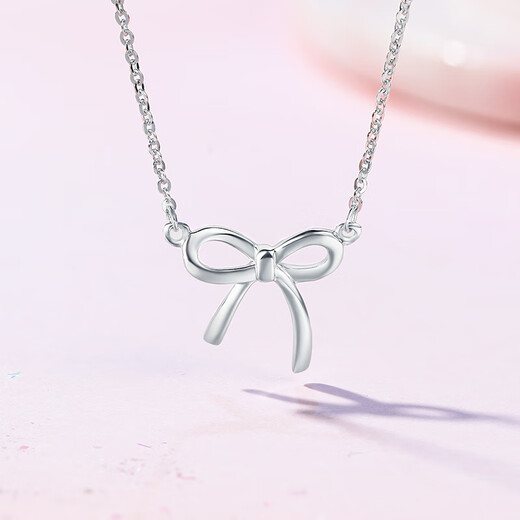 Saturday Fu Platinum Necklace PT950 Women's Lover's Knot Chain Bow Knot Smart Platinum Necklace Clavicle Chain 40+5cm-3.13g