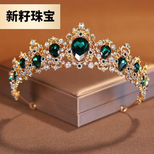 VAN OCEAN ANNORA crown bridal headdress female high-end princess majestic crown wedding wedding dress hair accessories pearl ruby hair dark blue crown TS0123F