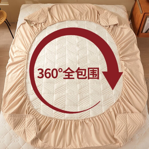 Fitted sheet single-piece bed cover quilted Simmons mattress protector breathable non-slip bed sheet fully covered waterproof urine barrier thickened waterproof raw cotton gray A-grade maternal and infant grade fabric 200x220cm standard style