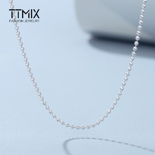 TTMIX shiny pt950 platinum necklace women's platinum clavicle chain plain chain ball diamond chain adjustable 6.1-6.3g 50cm thick 1.5mm