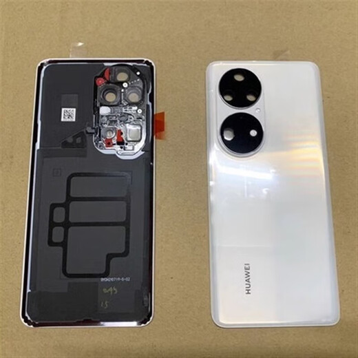 Suitable for original Huawei P50pro back cover P50E original glass back shell p50 mobile phone battery cover shell cover P50 back cover snowy white original + heat dissipation sticker + mirror
