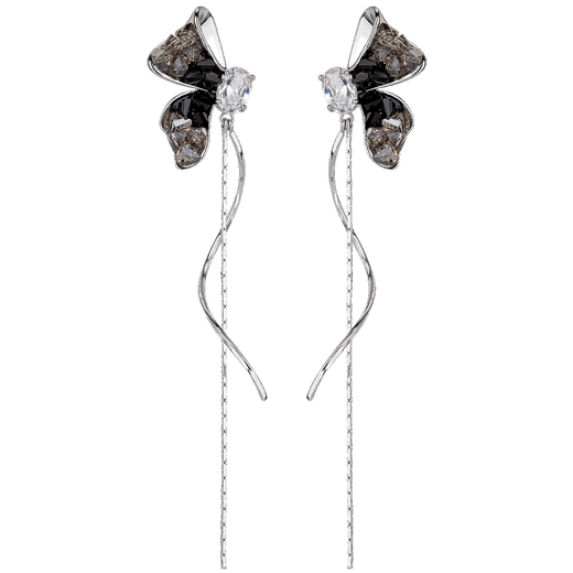 Qlady Gradient Butterfly Tassel Earrings Women's 2025 Temperament High-end Silver Needle Earrings Niche Earrings Birthday Gift