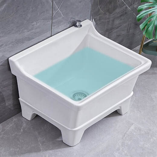 Mop pool balcony small ceramic wash mop pool mop pool household bathroom floor mop bucket automatic drain 40 cm flat mouth manual drain