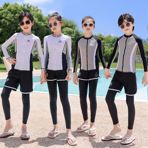 ZKHE swimsuit sun protection quick-drying split long-sleeved trousers warm wetsuit comfortable and breathable middle and large children's swimsuit 2301 adult male XL