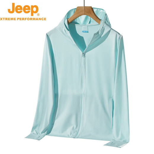 JEEP Men's Sun Protection Clothing Outdoor Special Ice Silk Summer Sun Protection Clothing Men's and Women's Outdoor Thin Breathable Jacket Men's Jade White M