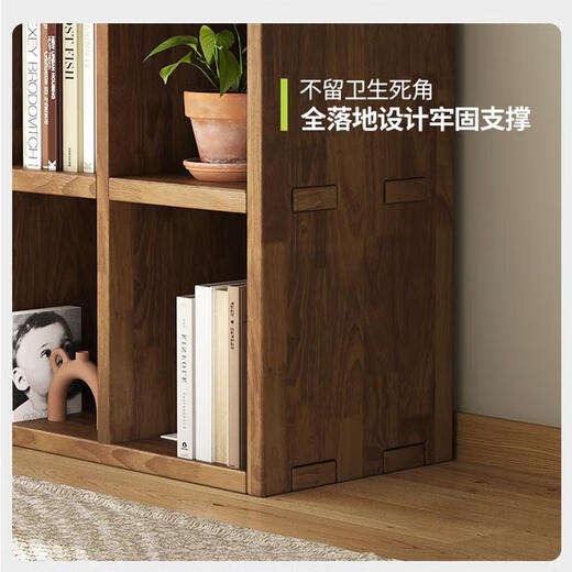 Small craftsman bookshelf solid wood floor-standing one-piece grid cabinet living room home bookcase simple storage storage rack antique sandalwood 8-grid cabinet