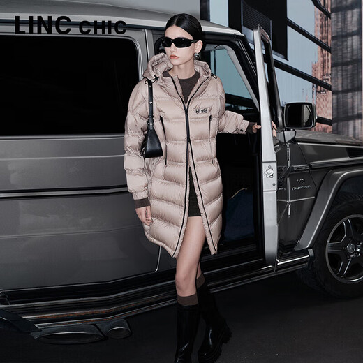 金羽杰冬季都市直筒超轻保暖羽绒服女中长款连帽宽松休闲外套Y23306228
