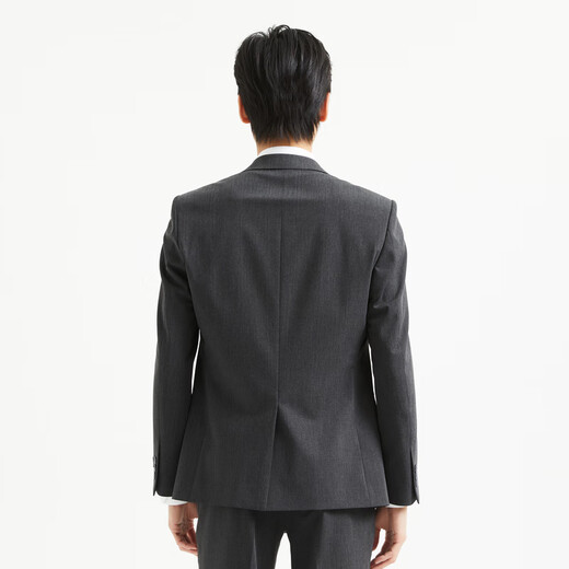 Lilang Youth Business Men's Double Line Plaid Suit Men's Color Spun Formal Suit Two-piece Set A4QXF92 Dark Gray 170A