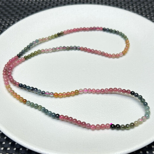 Fat Donglai's same style tourmaline multi-circle natural color three-circle bracelet for women, fashionable small particle simple crystal bracelet P83-1# tourmaline 3.3mm three-circle