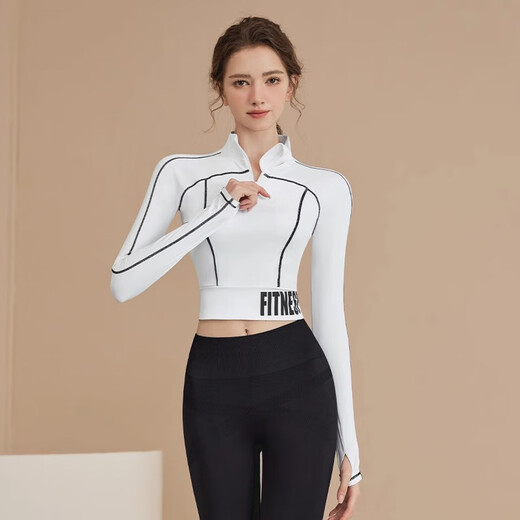 Youyou Yoga Wear Women's New Running Sports Women's Suit Fitness Top Long Sleeve High-Level Pilates Training Wear Black M
