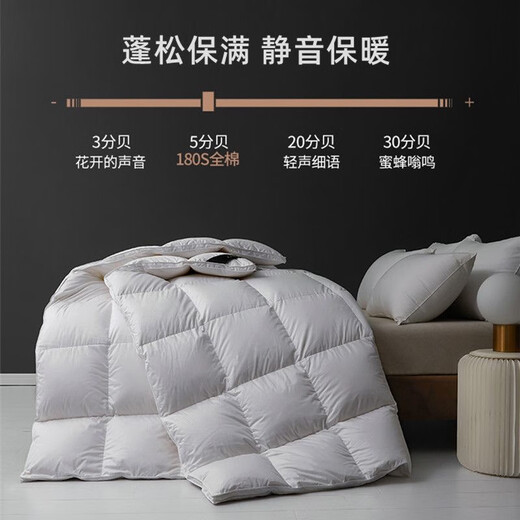 高档家纺床品白鹅绒羽绒被芯冬季加厚保暖羽毛被子家用宿舍双人被 鹅绒被/白色 150*200cm【6斤】