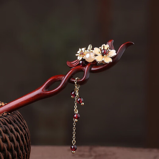 Dingjing ancient style hairpin for women, sandalwood hairpin, new Chinese style hairpin, birthday gift for girls, light luxury accessories for girlfriends, FZ137 sandalwood Jiangnan style hairpin - Qingzhao
