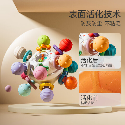 Rushan baby Manhattan hand rattle 0-1 year old baby grasping training can chew teether educational early education 3-6 months